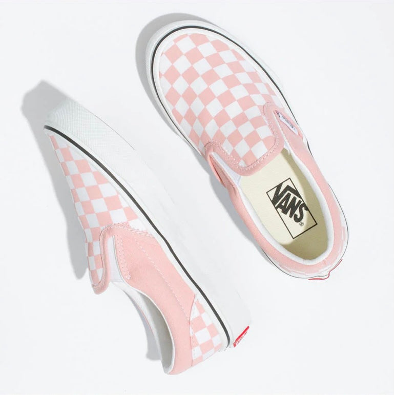 VANS Pink/White Checkerboard Classic Slip-On Youth Sneaker