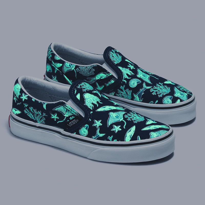 VANS Blue Multi Ocean Glow Classic Slip On Children s Sneaker Twiggz