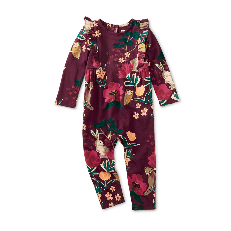 Tea Collection Forest Floral Ruffle Sleeve Baby Romper