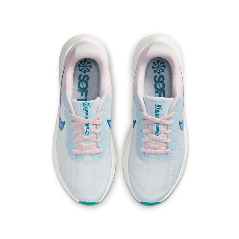 Nike White/Cobalt Bliss/Pearl Pink Star Runner 3 Youth Sneaker