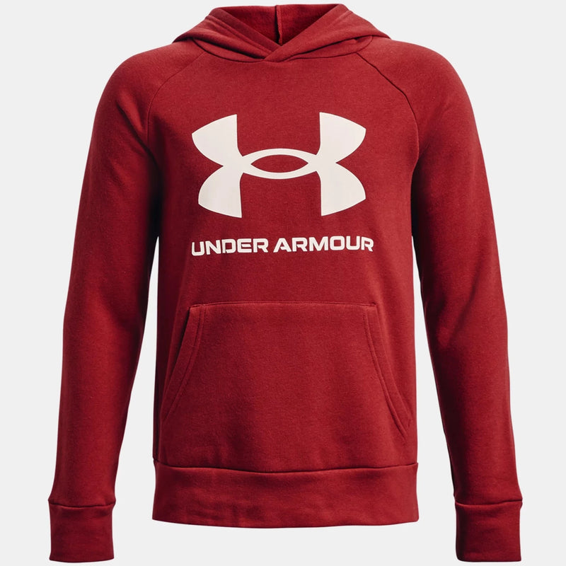 Under Armour Stadium Red Onyx White Rival Fleece Big Logo Hoodie