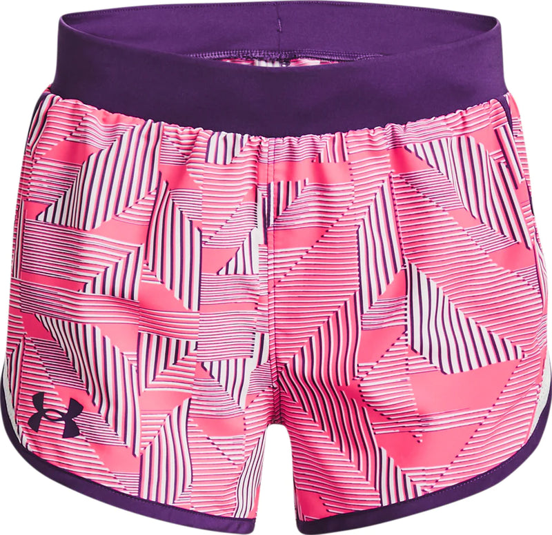 Under Armour Pink Shock/White/Galaxy Purple Fly-By Printed Shorts