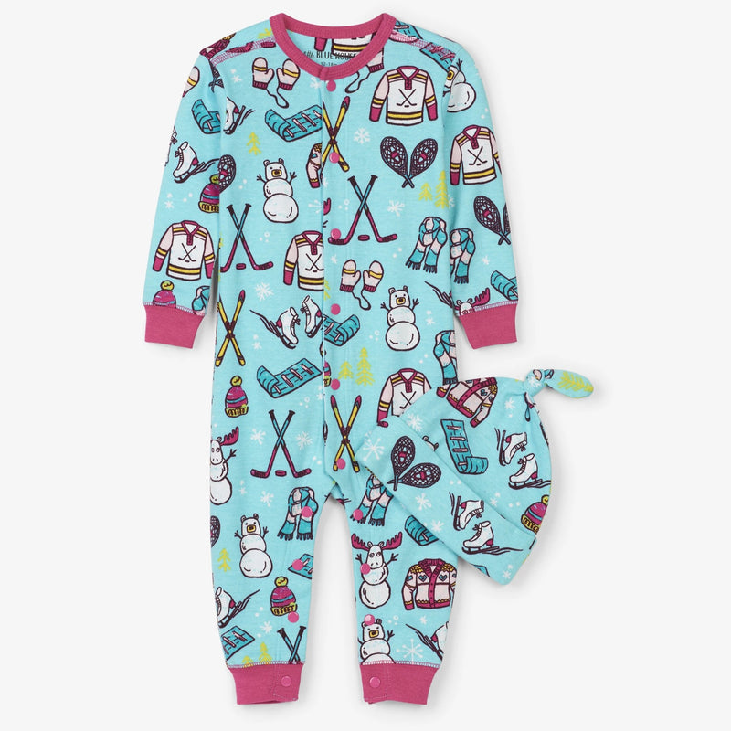 Little Blue House Winter Traditions Baby Coverall and Hat