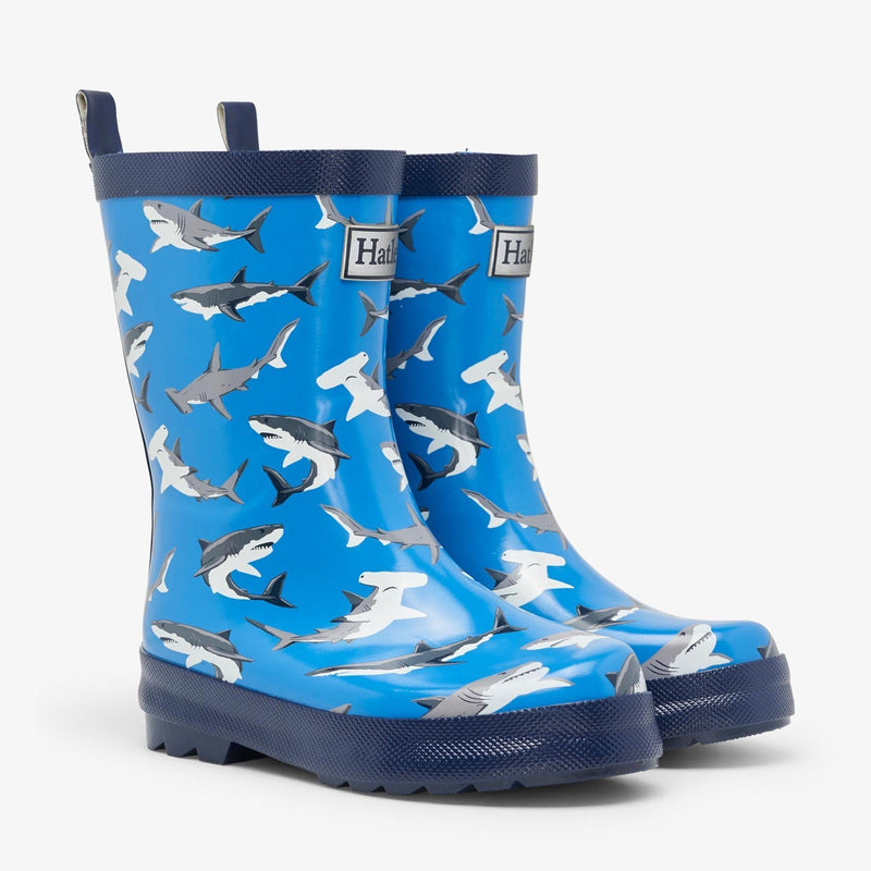 Hatley Deep-Sea Sharks Shiny Rain Boots