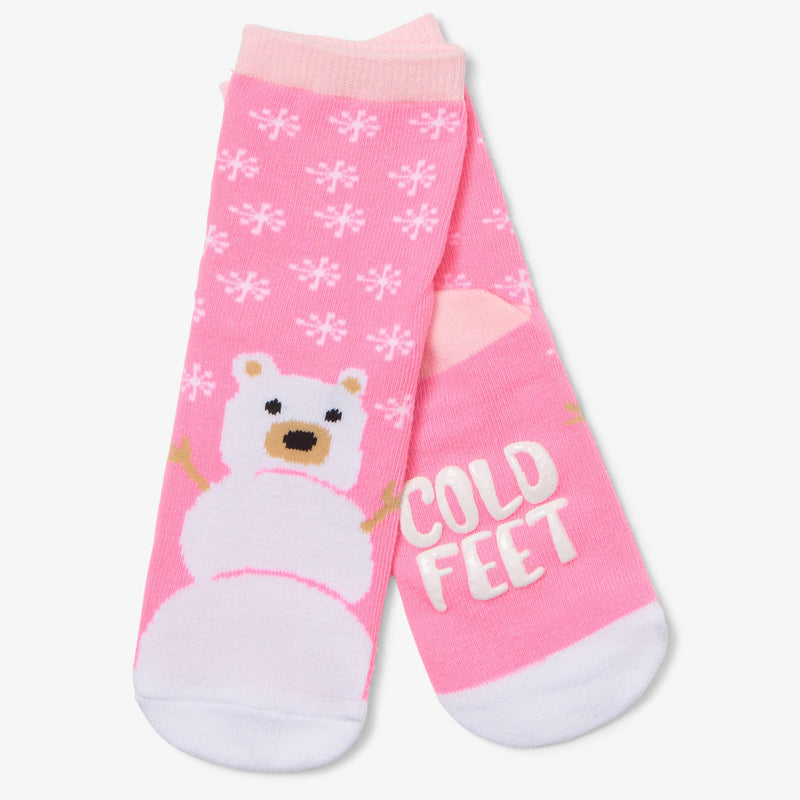 Little Blue House Pink Snow Bear Crew Socks