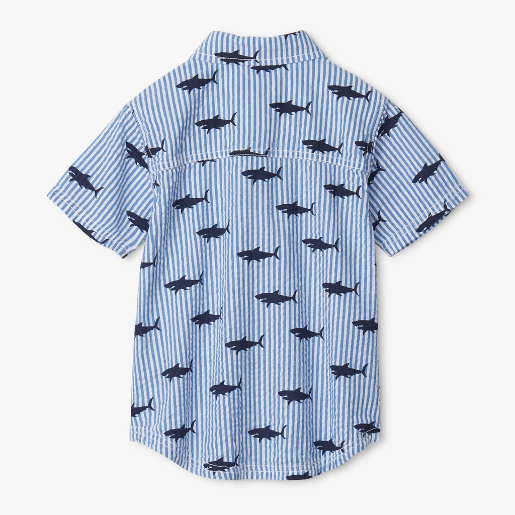 Hatley Seersucker Shark S/S Button Down Shirt