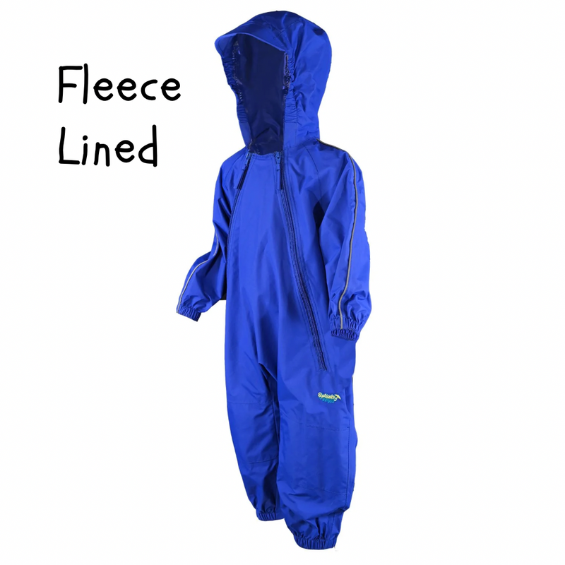 Splashy Royal Blue Fleece Lined One-Piece Rain and Mud Suit