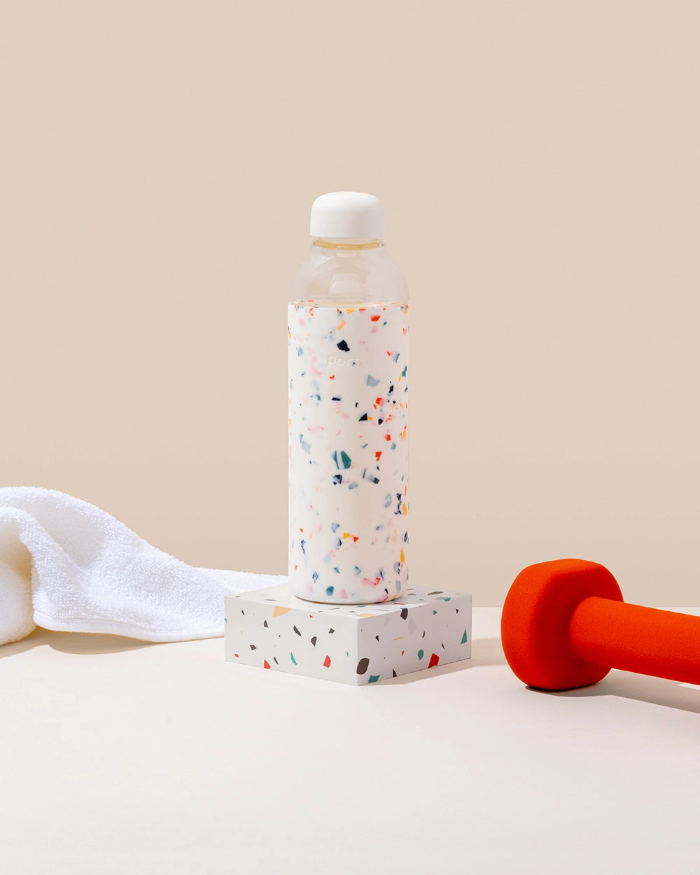 W&P Terrazzo Cream Glass Water Bottle