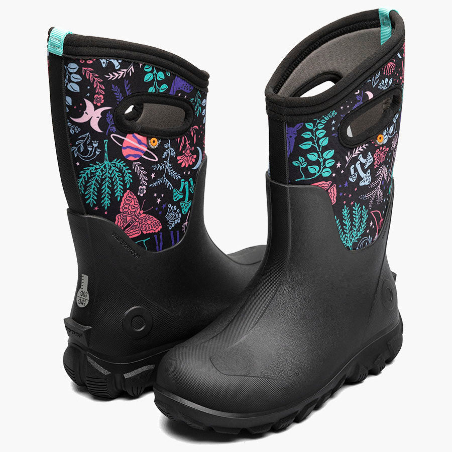 BOGS Black Multi Cosmic Forest Classic Seamless Boots