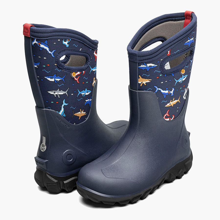 BOGS Navy Pixel Shark Classic Seamless Boots
