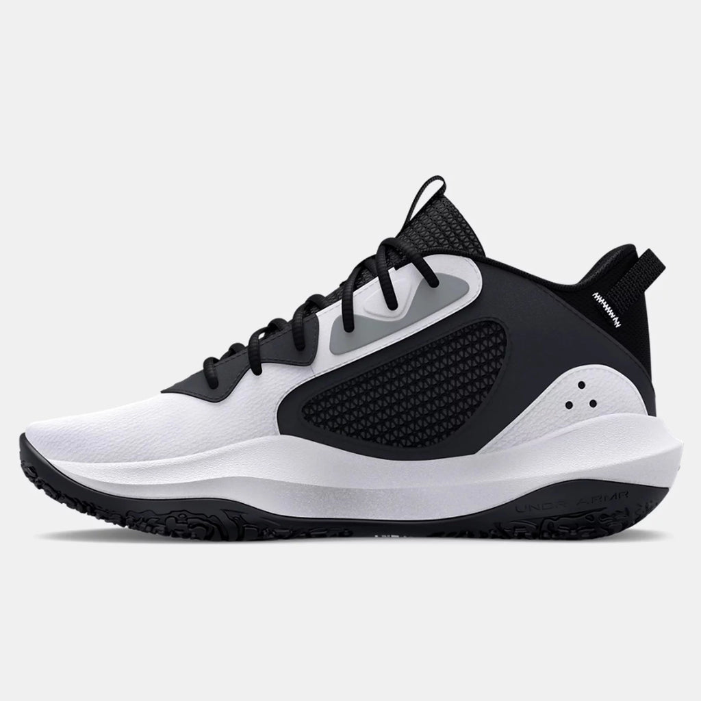 Under Armour White Black Lockdown 6 Children s Basketball Shoe