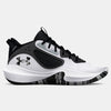 Under Armour White/Black Lockdown 6 Youth Basketball Shoe
