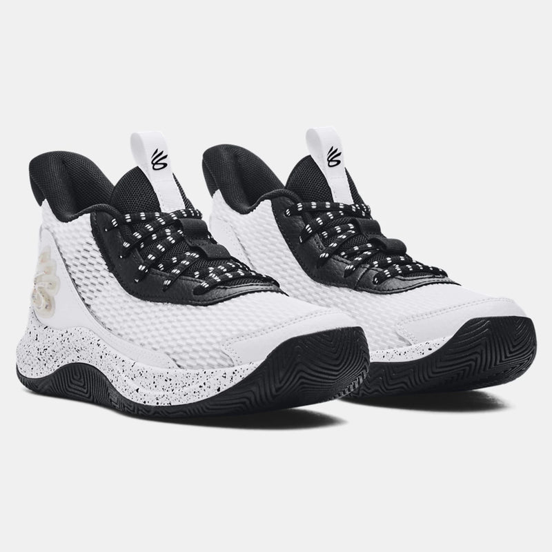 Under Armour White/Black Curry 3Z7 Youth Basketball Shoe
