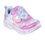 Skechers Pink Turquoise Heart Lights Lovin Reflection Toddler Sneaker