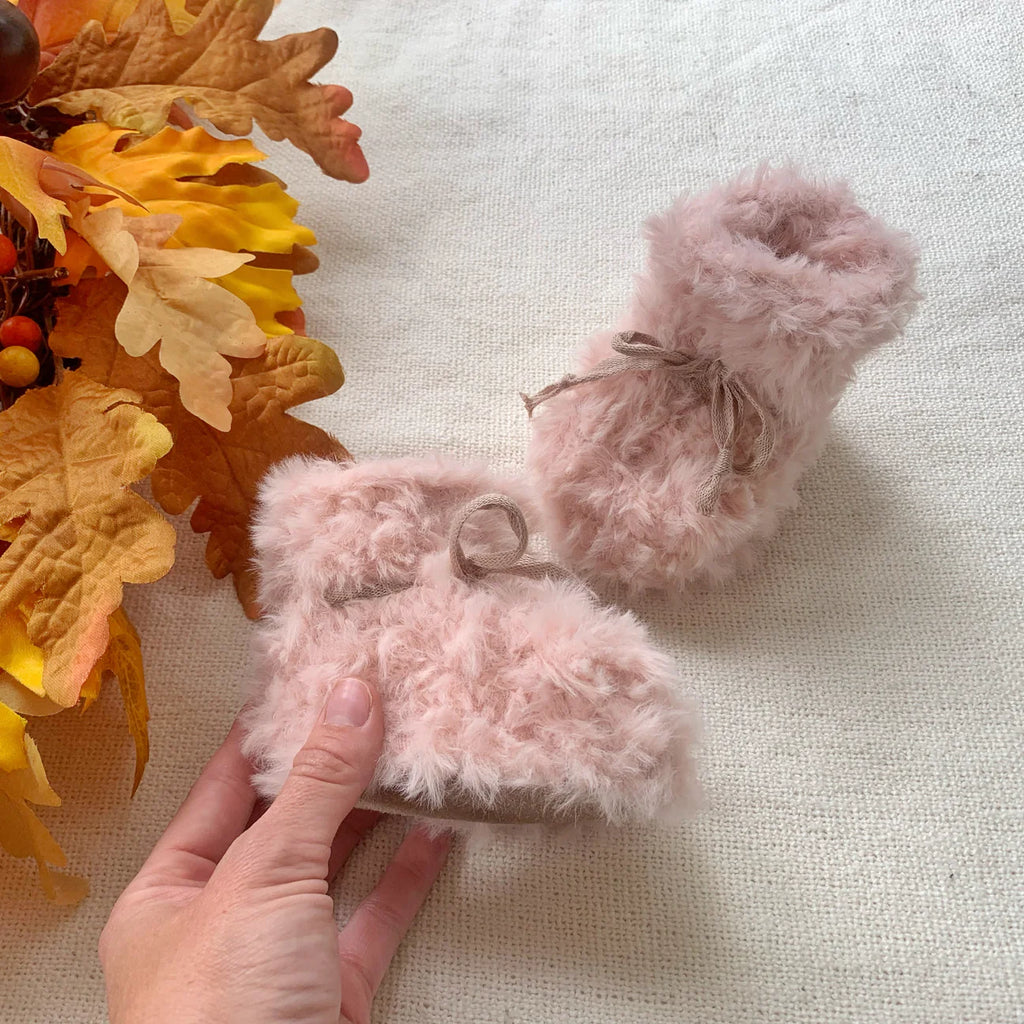 I'm In The Loop Pink Baby Teddy Bear Booties