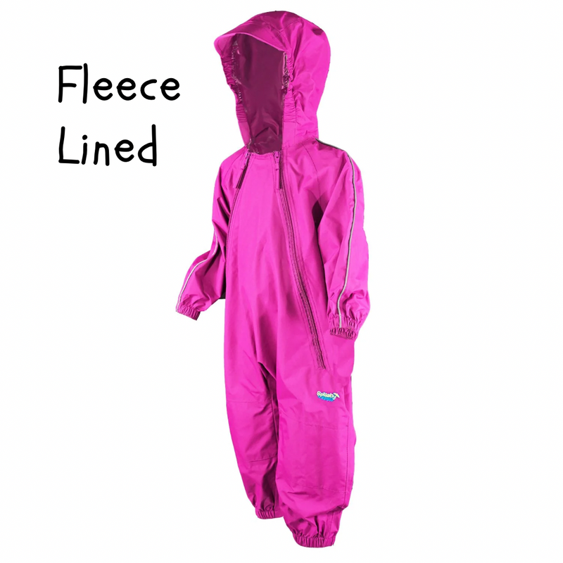 Splashy Hot Pink Fleece Lined One-Piece Rain and Mud Suit