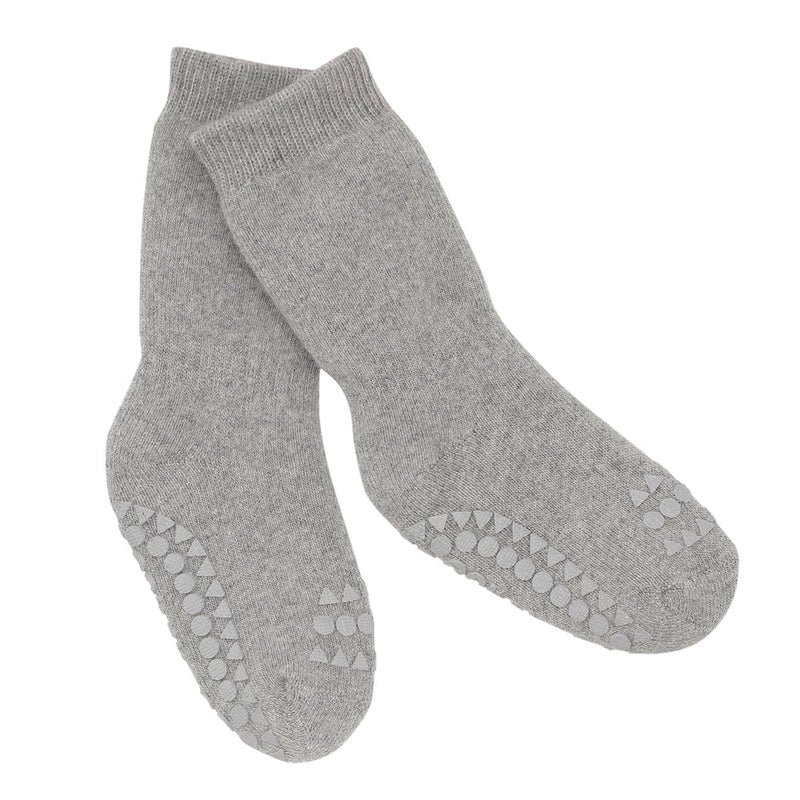 Go Baby Go Grey Melange Non-slip Grip Socks