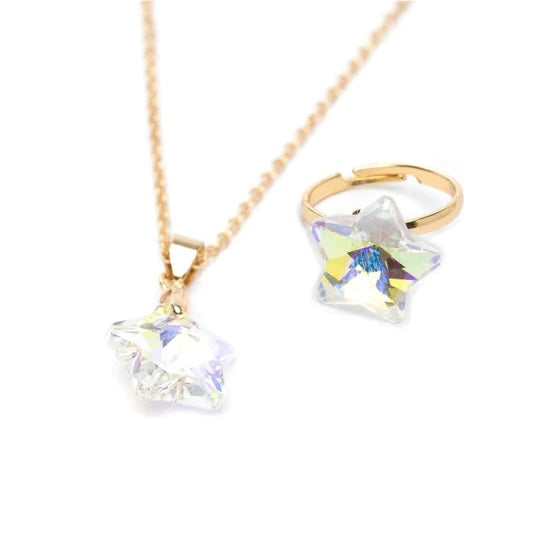 Great Pretenders Holographic Star Necklace and Ring Set