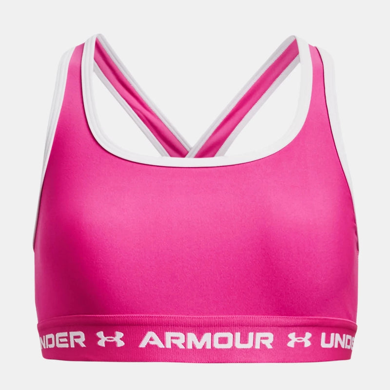 Under Armour Rebel Pink/White Crossback Sports Bra
