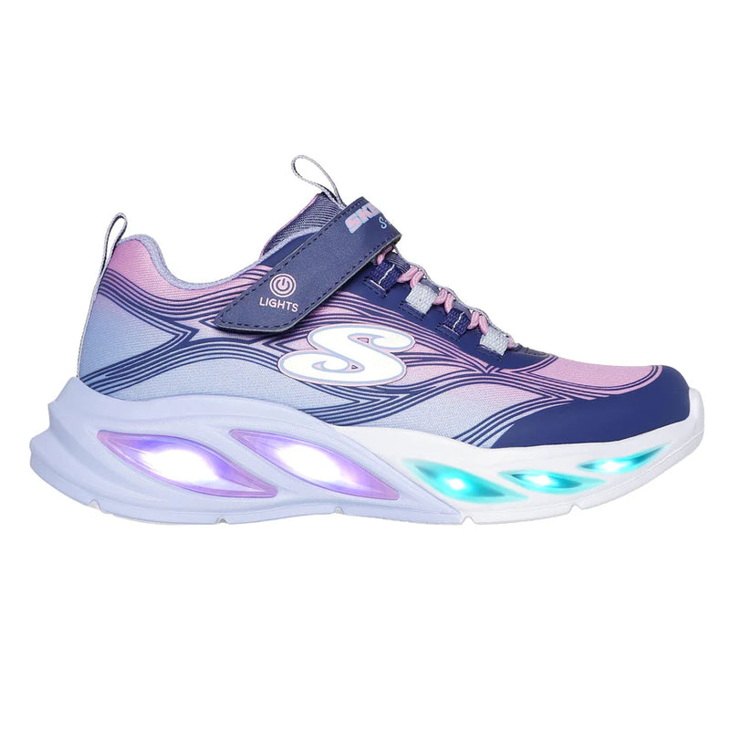 Skechers Navy Multi Sola Glow S-Lights Children's Sneaker