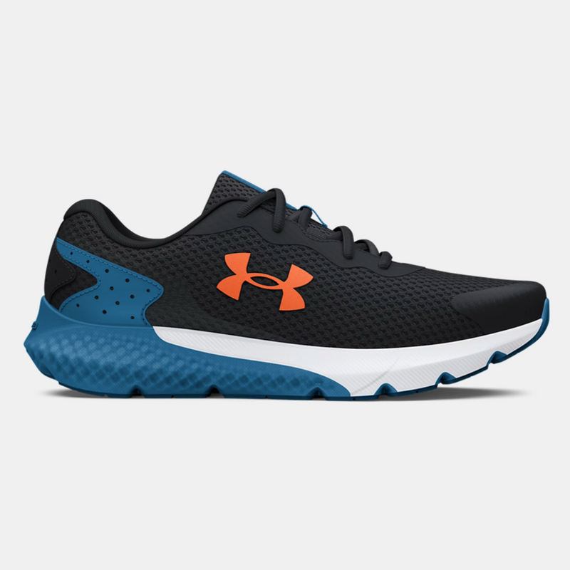 Under Armour Black/Cosmic Blue/Orange Blast Charged Rogue 3 Youth Sneaker