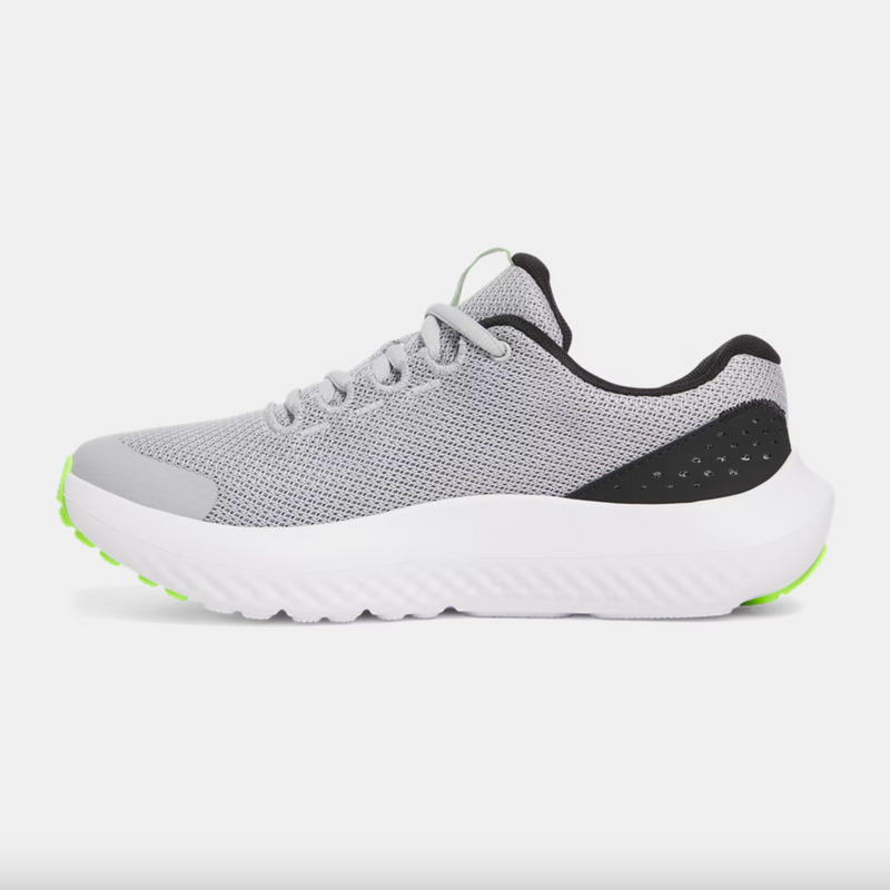 Under Armour Mod Grey/Black/Hyper Green Surge 4 Youth Sneaker