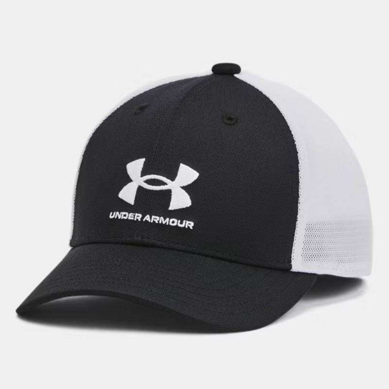 Under Armour Black/White Essential Mid Trucker Cap