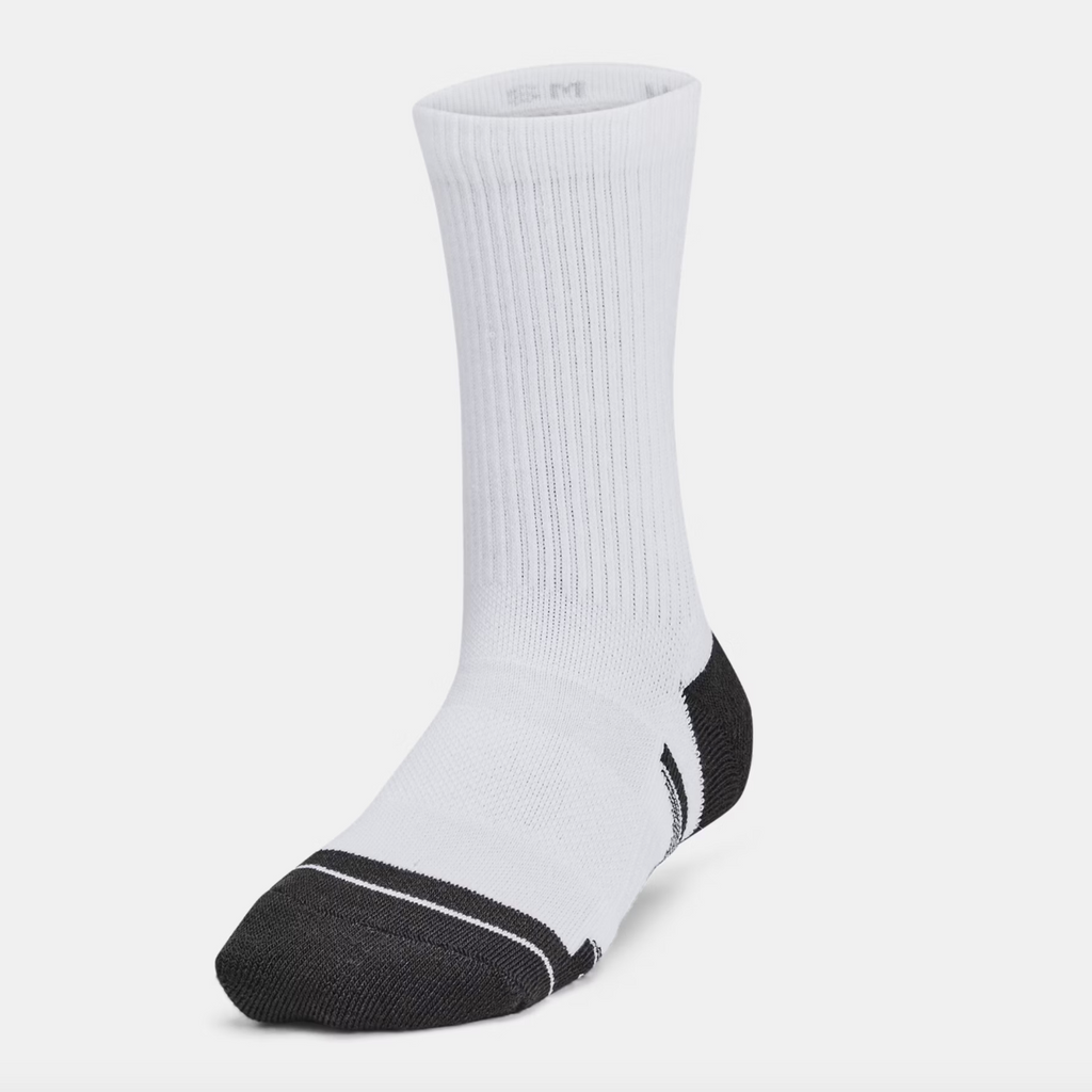 Under Armour White/Jet Grey Performance Tech 6 Pack Crew Socks