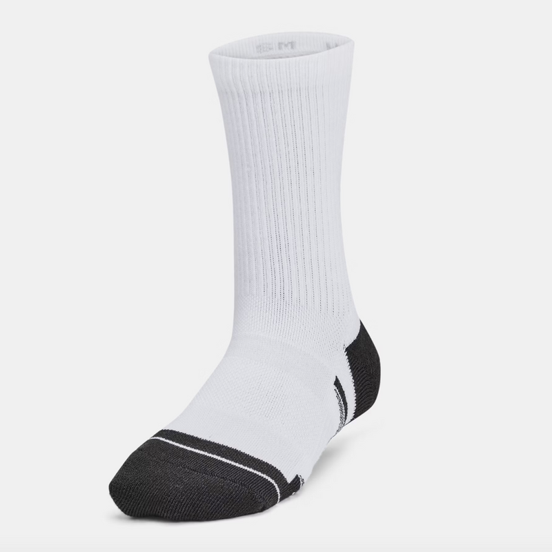Under Armour White/Jet Grey Performance Tech 6 Pack Crew Socks