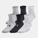 Under Armour Black/Mod Grey Performance Tech 6 Pack Quarter Socks