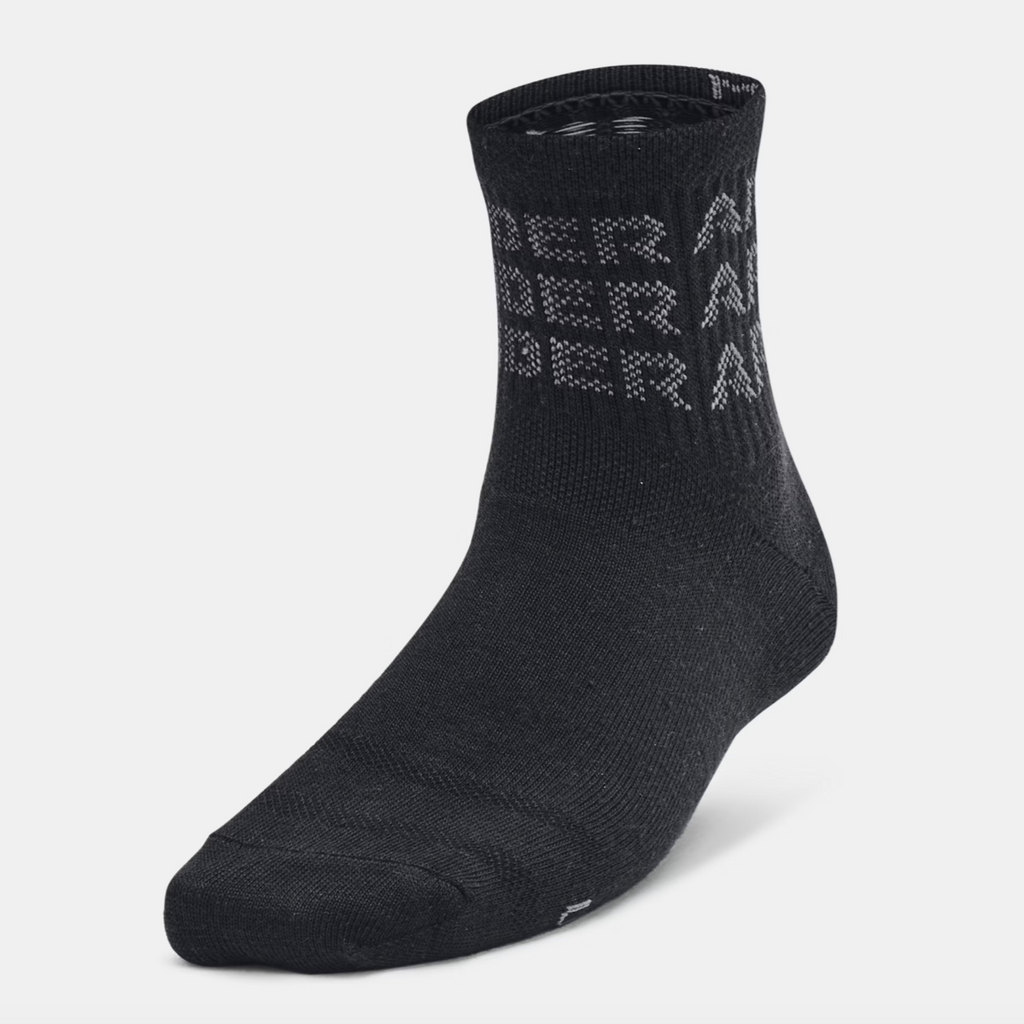 Under Armour Black/Mod Grey Performance Tech 6 Pack Quarter Socks