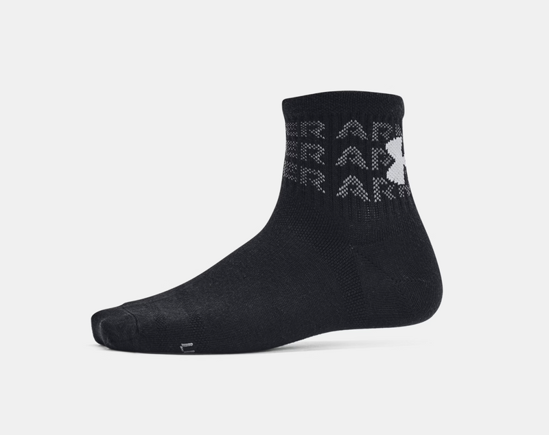 Under Armour Black/Mod Grey Performance Tech 6 Pack Quarter Socks