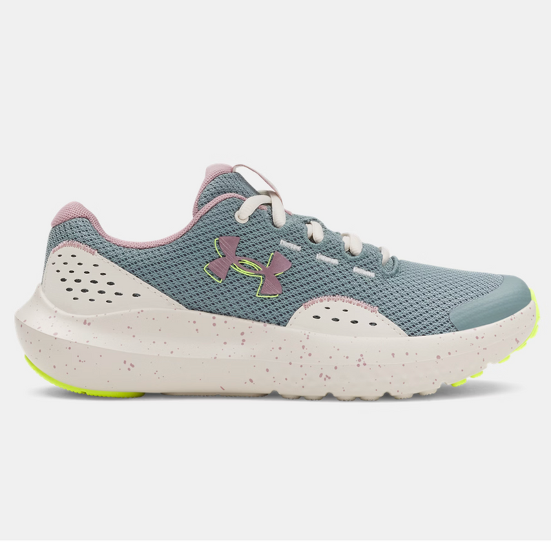 Under Armour Serpentine/Stone/Metallic Tourmaline Pink Surge 4 Youth Sneaker