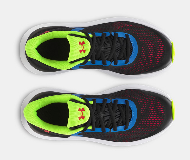 Under Armour Black/High Vis Yellow/Racer Red Rogue 5 Youth Sneaker