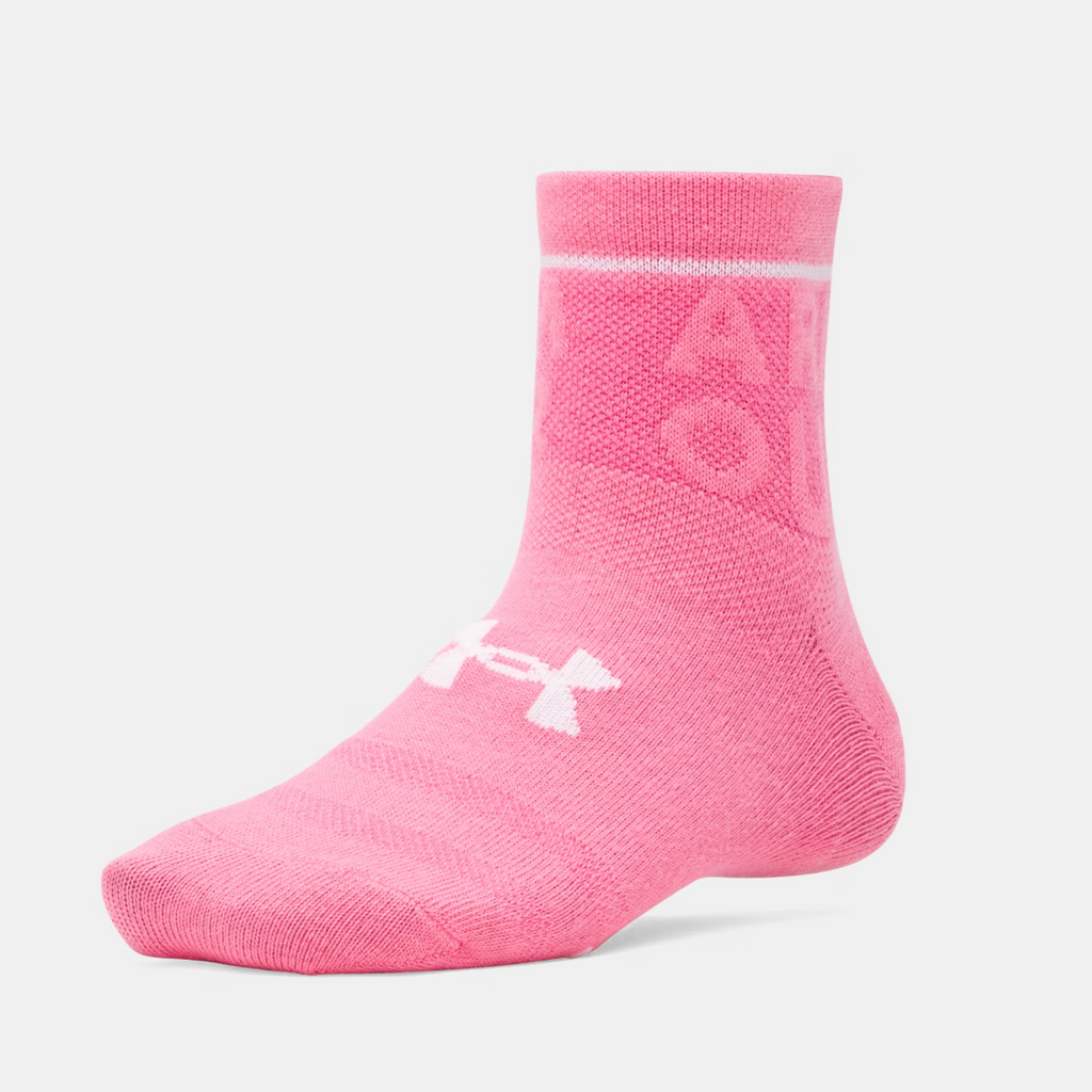 Under Armour Super Pink/Transparent/White Performance Tech 6 Pack Quarter Socks