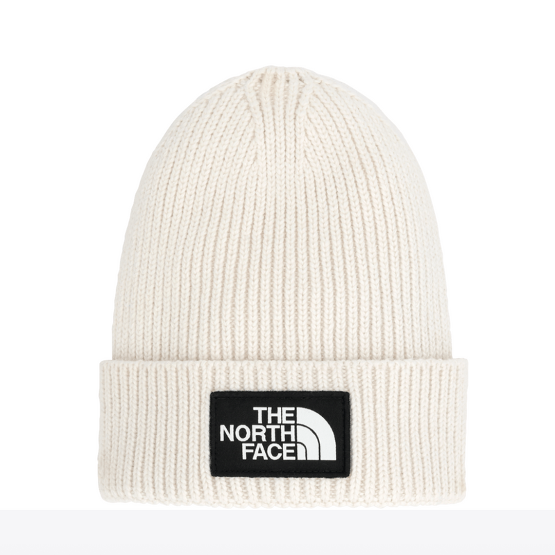 The North Face White Dune Kids Logo Box Cuffed Beanie
