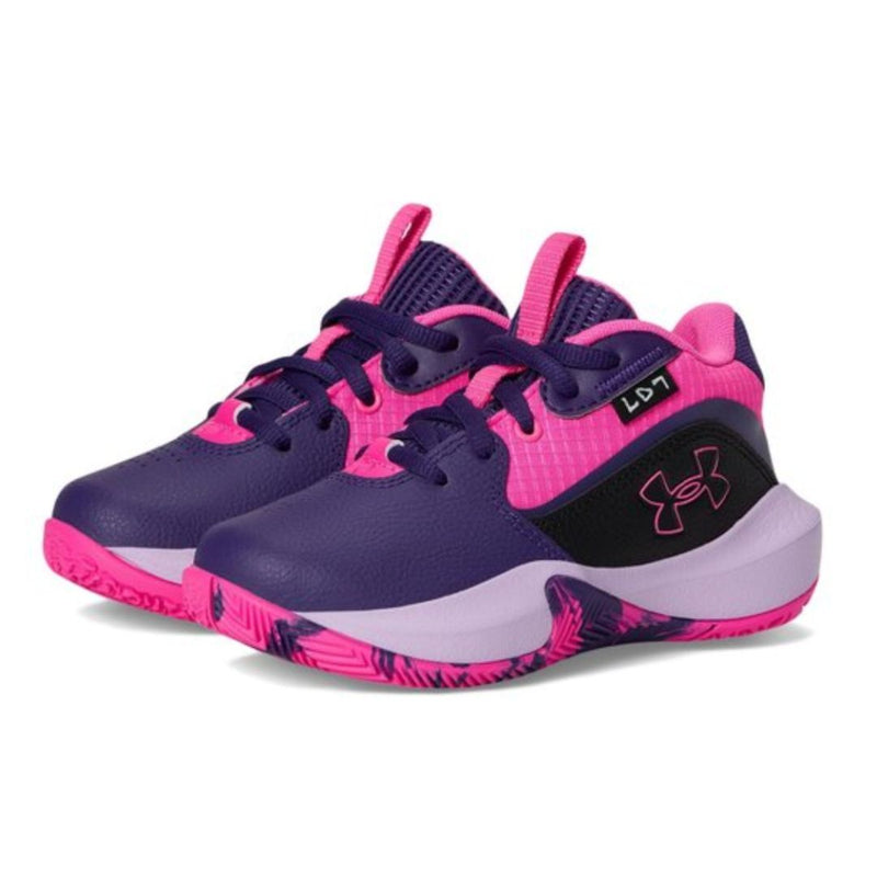 Under Armour Purple/Black/Rebel Pink Lockdown 7 Children’s Basketball Sneaker