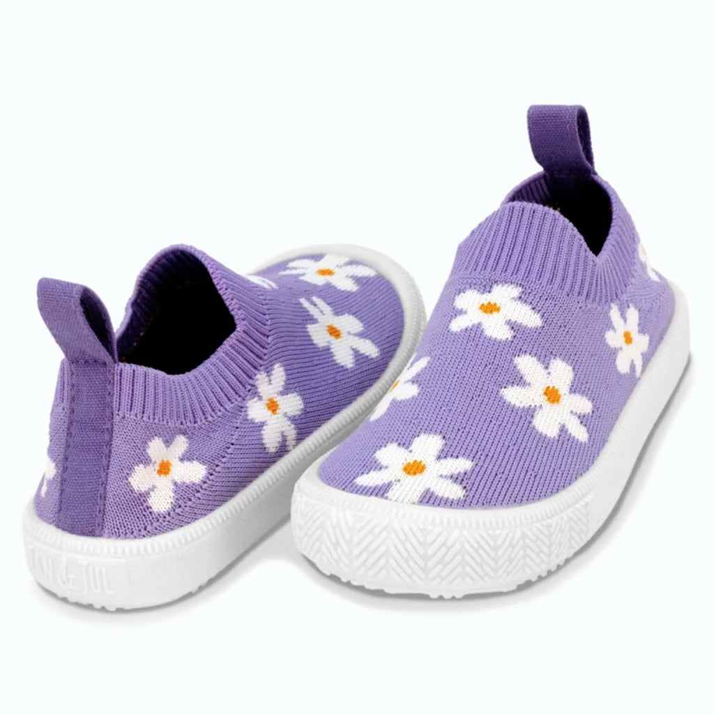 Jan & Jul Purple Daisy Knit Slip On Shoes