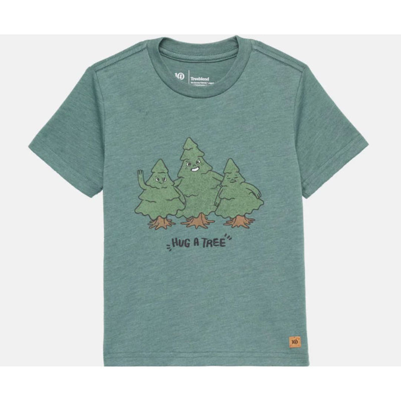 tentree Silver Pine Heather/Forest Hug A Tree Kids T-Shirt