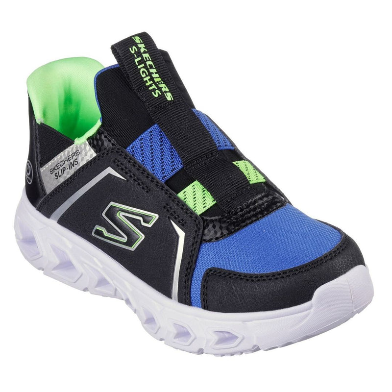Skechers Black/Lime S Lights Slip Ins Hypno Flash Children's Sneaker