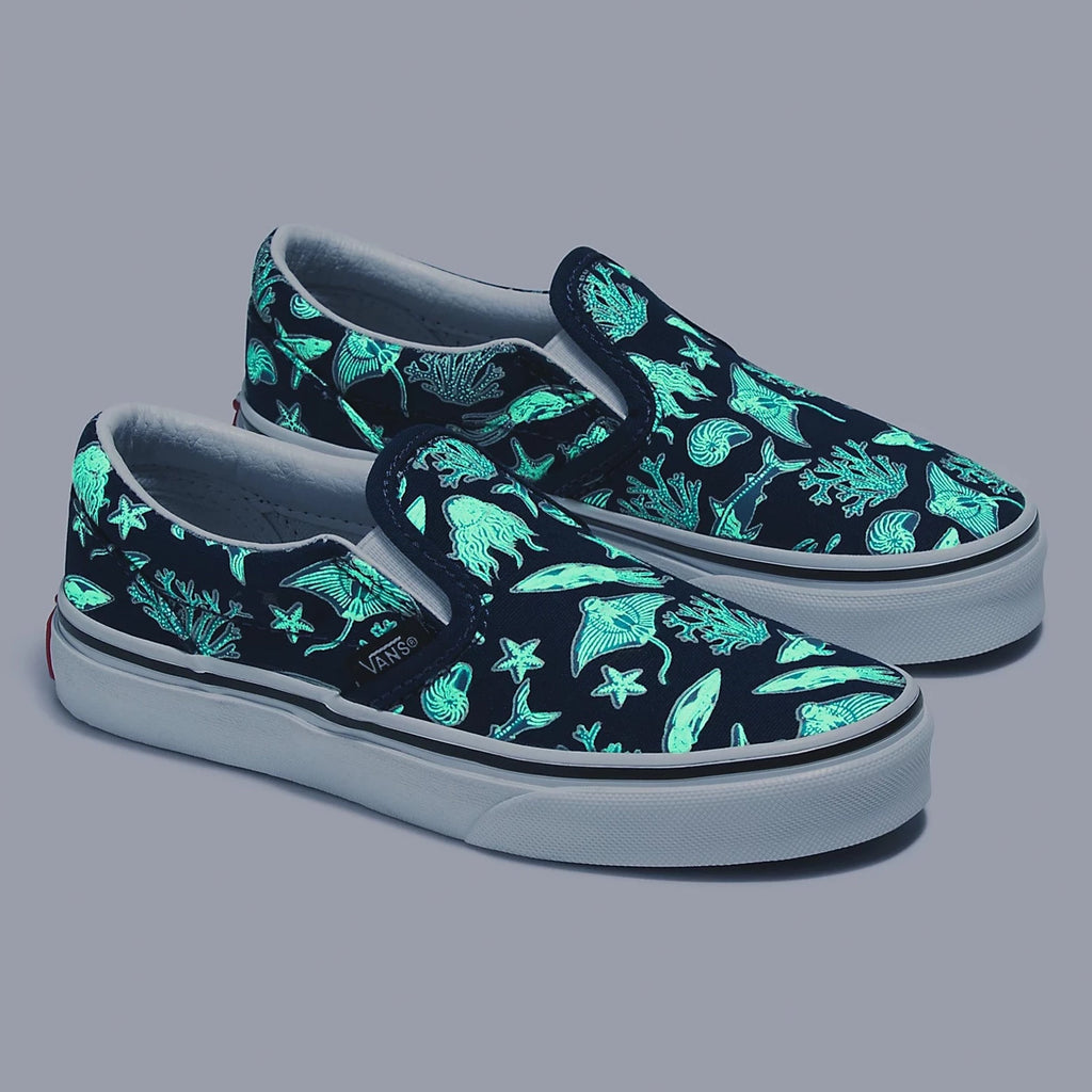 VANS Blue Multi Ocean Glow Classic Slip-On Children's Sneaker