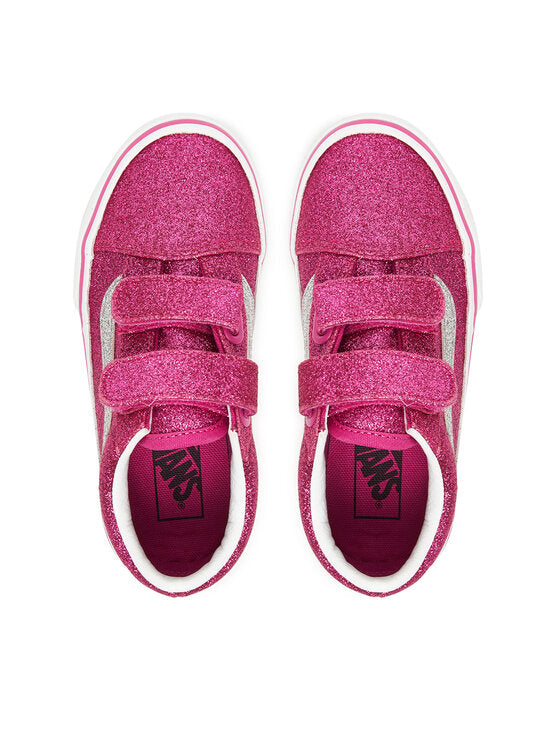 VANS Raspberry Rose Glitter Old Skool V Children's Sneaker