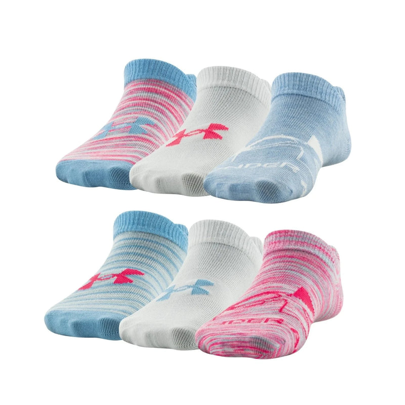 Under Armour Halogen Blue/ AST Girls No Show Sock(4.5-7 Youth)