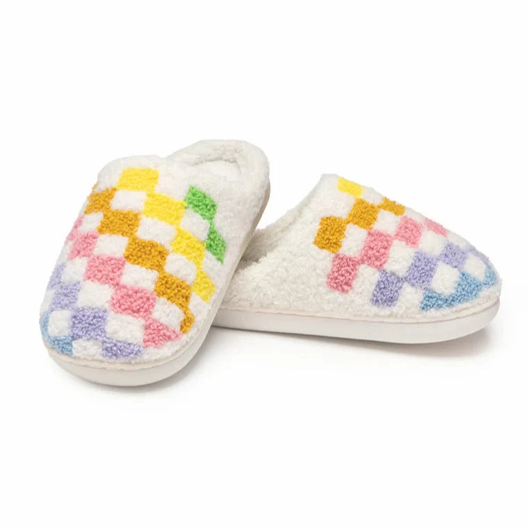 Living Royal Adult Rainbow Checker Slippers