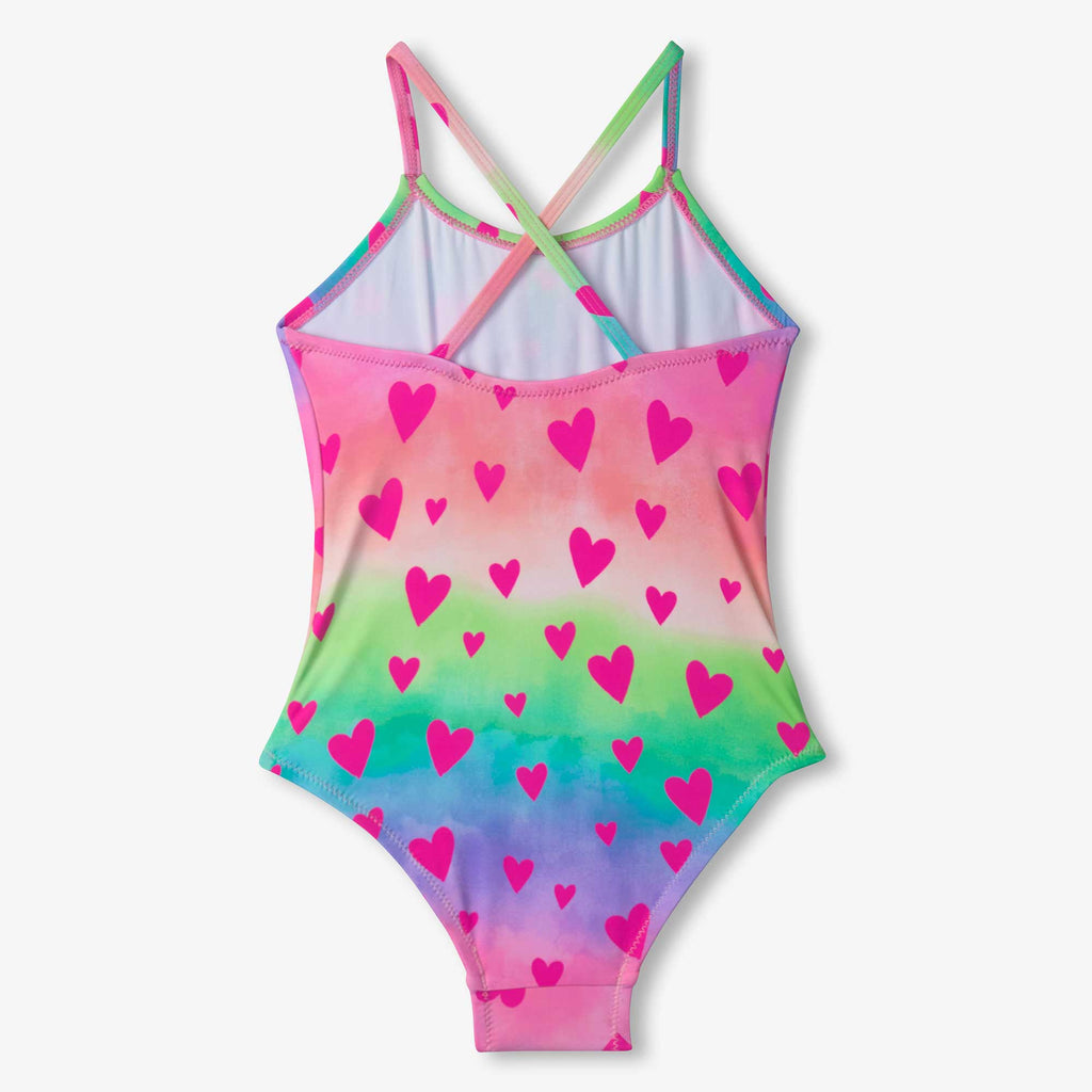 Hatley Kaleidoscope Hearts Ruched Front Swimsuit