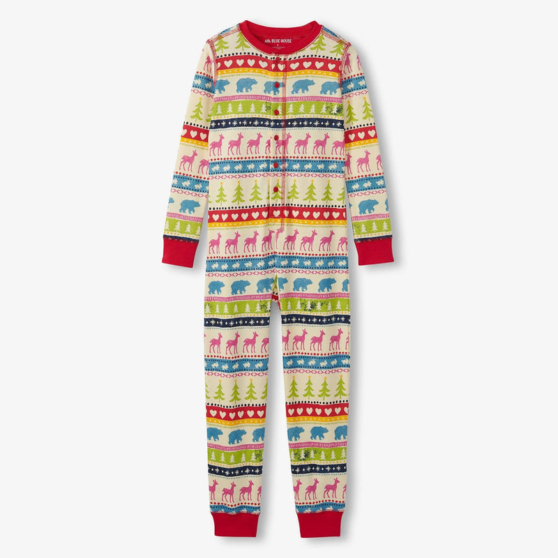 Little Blue House Cream Fair Isle Kids Union Suit