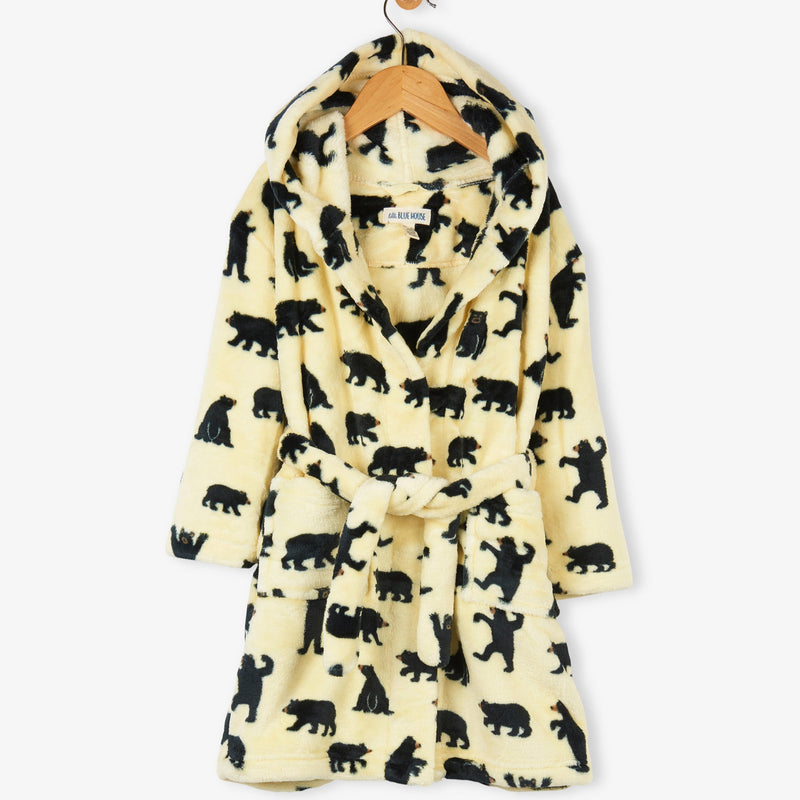 Little Blue House Black Bears Fleece Robe