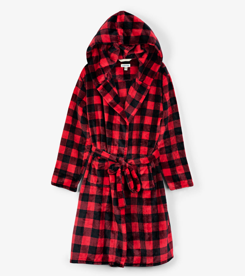 Little Blue House Adult Buffalo Plaid Fleece Robe
