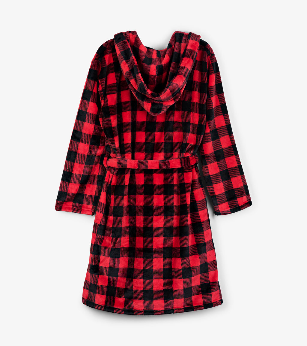 Little Blue House Adult Buffalo Plaid Fleece Robe