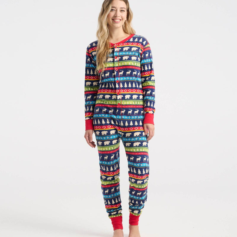 Little Blue House Navy Fair Isle Adult Union Suit